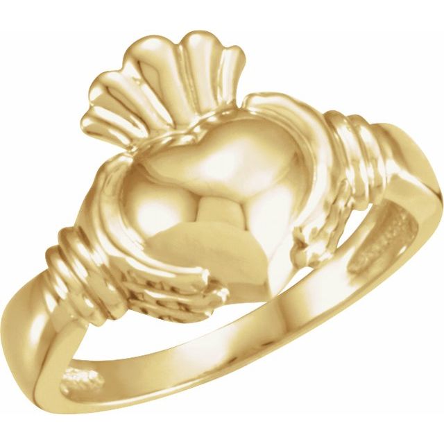 18K White Claddagh Ring Size 7