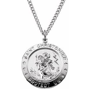 Sterling Silver 25  mm St. Christopher Medal