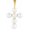 14K White Cultured White Freshwater Pearl Cross Pendant