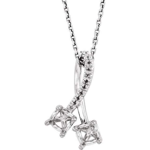 1/2 CTW Natural Diamond Round 2-Stone Freeform Necklace in 14K Gold & Platinum