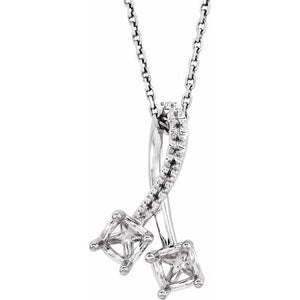 1/2 CTW Natural Diamond Round 2-Stone Freeform Necklace in 14K Gold & Platinum