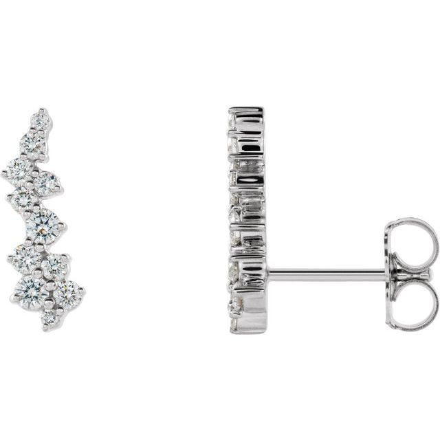 14K Gold Natural Diamond Ear Climbers