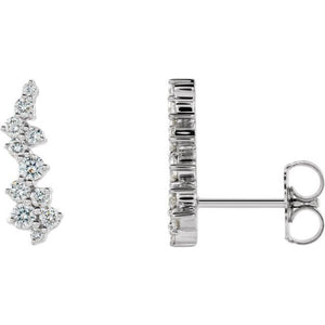14K Gold Natural Diamond Ear Climbers