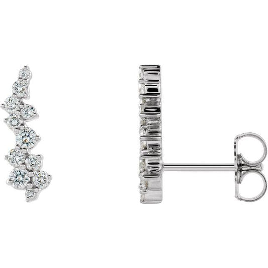 14K Gold Natural Diamond Ear Climbers