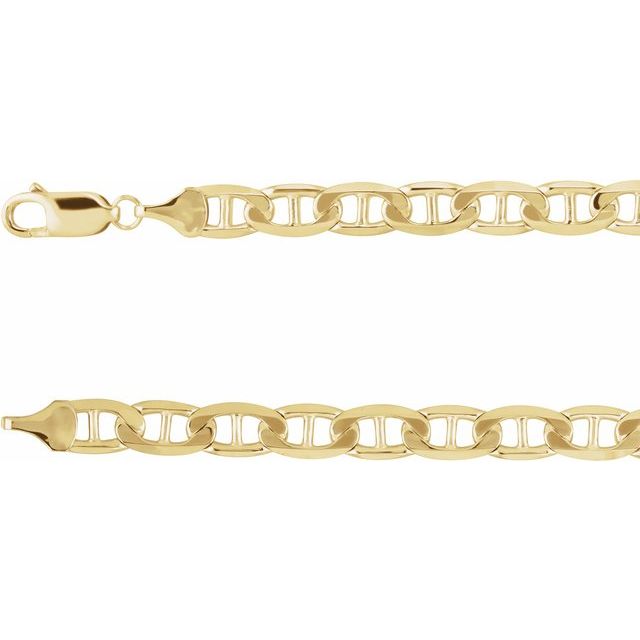 14K Yellow Gold 6 mm Curbed Anchor 8.5" Chain – Elegant Luxury