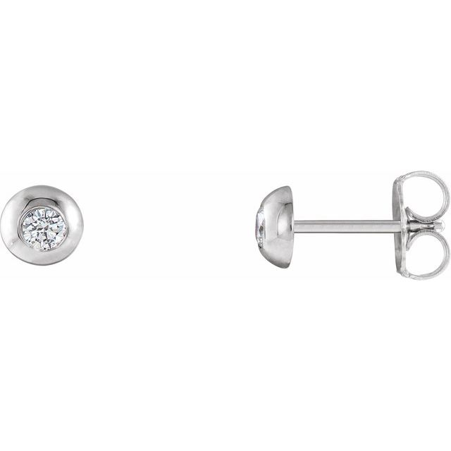 14K Gold Natural Diamond Domed Stud Earrings
