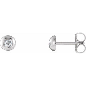 14K Gold Natural Diamond Domed Stud Earrings