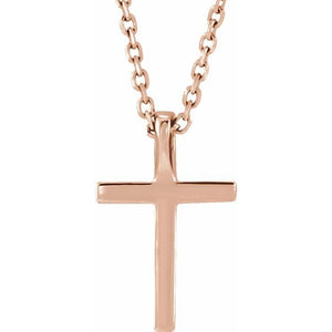 Platinum 0.06 CTW Natural Diamond Petite Cross Necklace - 16 Inch