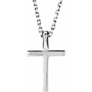 Platinum 0.06 CTW Natural Diamond Petite Cross Necklace - 16 Inch