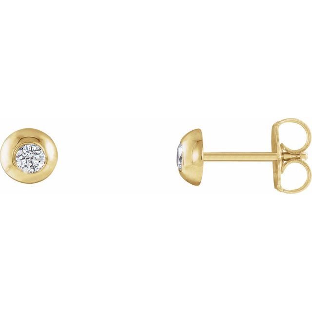 14K Gold Natural Diamond Domed Stud Earrings