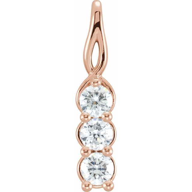 14K Gold Natural Diamond 3-Stone Pendant