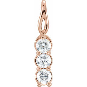 14K Gold Natural Diamond 3-Stone Pendant