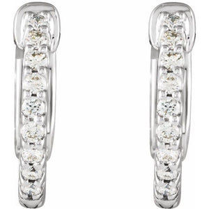 14K White Gold 6 1/4 CTW Diamond Inside-Outside Hinged Hoop Earrings