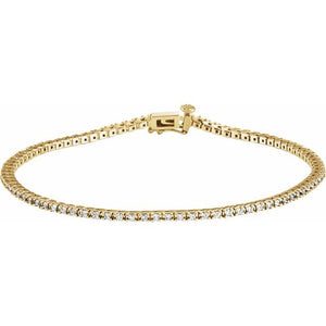 18K Yellow Gold Natural Diamond Line Bracelet - Options Available