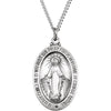 Sterling Silver 23x16  mm Oval Miraculous Medal 18