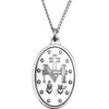 Sterling Silver 23x16 mm Oval Miraculous Medal Pendant Necklace