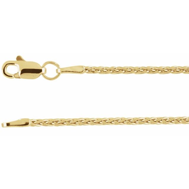 Polished Wheat Chain Bracelet with Lobster Clasp in 14K Gold