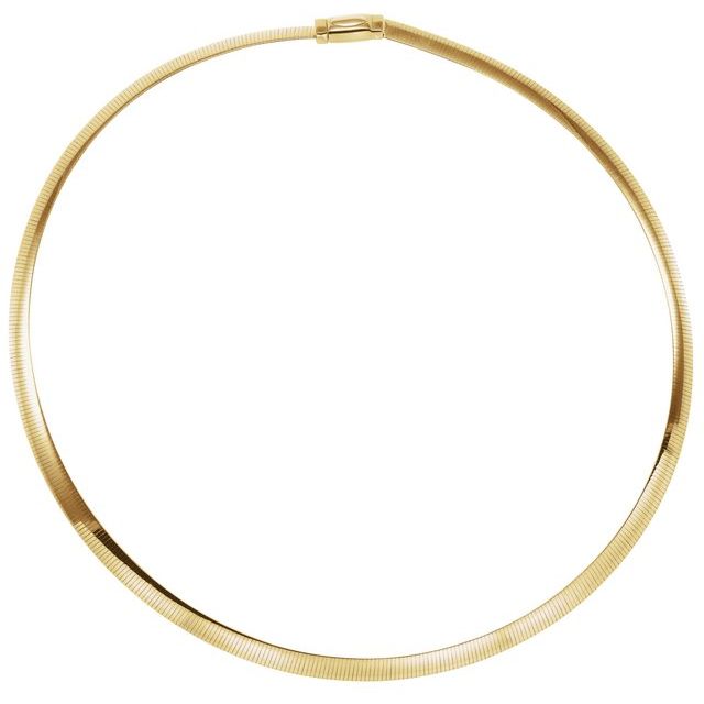 14K Gold 6 mm Reversible Omega Chain - Elegant 7" Design