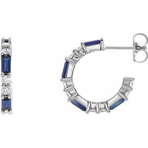 1/2 CTW Lab-Grown Blue Sapphire and Natural Diamond Earrings in 14K Gold & Silver