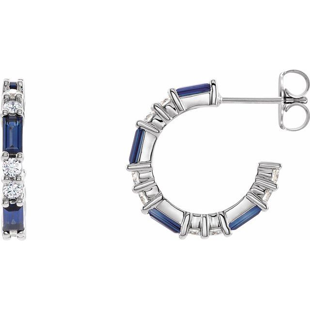 1/2 CTW Natural Blue Sapphire and Diamond Earrings in 14K Gold, Silver & Platinum