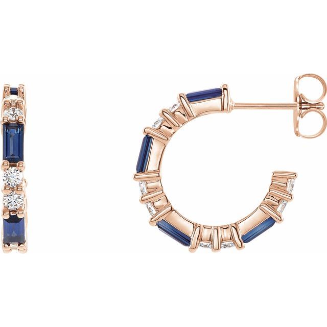 1/2 CTW Lab-Grown Blue Sapphire and Natural Diamond Earrings in 14K Gold & Silver