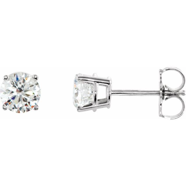 Imitation White Cubic Zirconia Stud Earrings in 14K Gold, Sterling Silver & Platinum