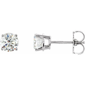 Imitation White Cubic Zirconia Stud Earrings in 14K Gold, Sterling Silver & Platinum