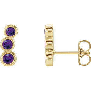 Natural Blue Sapphire Ear Climbers in 14K Gold, Sterling Silver & Platinum