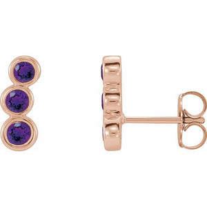 Natural Blue Sapphire Ear Climbers in 14K Gold, Sterling Silver & Platinum