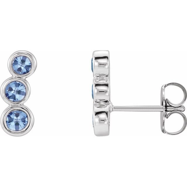 Natural Blue Sapphire Ear Climbers in 14K Gold, Sterling Silver & Platinum