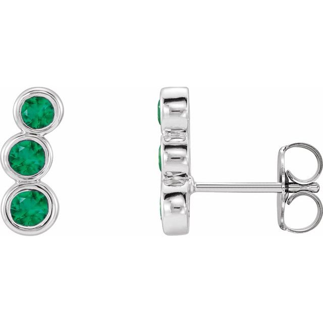 Lab-Grown Emerald Ear Climbers in 14K Gold, Silver & Platinum