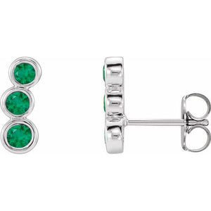 Lab-Grown Emerald Ear Climbers in 14K Gold, Silver & Platinum