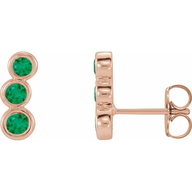 Lab-Grown Emerald Ear Climbers in 14K Gold, Silver & Platinum