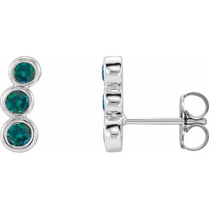 Lab-Grown Emerald Ear Climbers in 14K Gold, Silver & Platinum