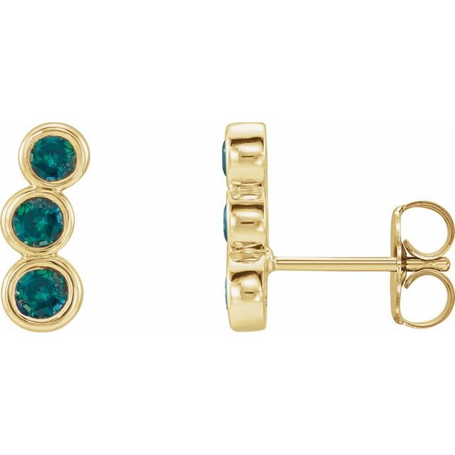 Lab-Grown Emerald Ear Climbers in 14K Gold, Silver & Platinum