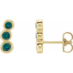 Lab-Grown Emerald Ear Climbers in 14K Gold, Silver & Platinum