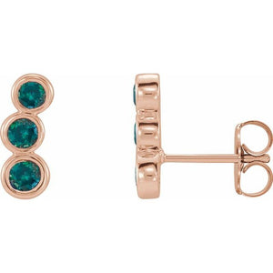 Lab-Grown Emerald Ear Climbers in 14K Gold, Silver & Platinum