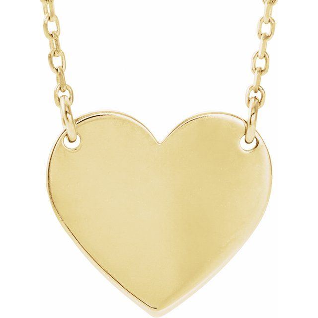 14K Gold Engravable Heart Necklace