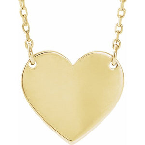 14K Gold Engravable Heart Necklace