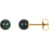 14K White 4 mm Cultured Black Akoya Pearl Earrings