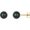 14K Yellow Gold 7 mm Cultured Black Akoya Pearl Earrings â€“ Elegant Design