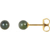 14K White 4 mm Cultured Black Akoya Pearl Earrings