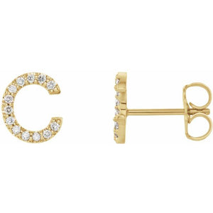 1/10 CTW Natural Diamond Round Initial Earrings in 14K Gold & Platinum