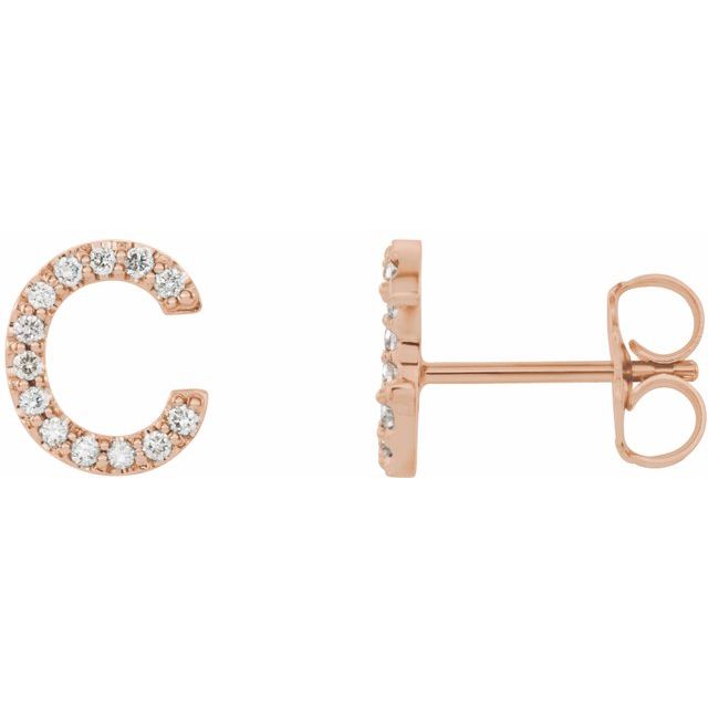 1/10 CTW Natural Diamond Round Initial Earrings in 14K Gold & Platinum