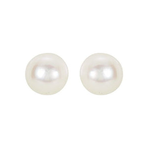14K Yellow Gold 6 mm Cultured White Akoya Pearl Earrings – Timeless Elegance