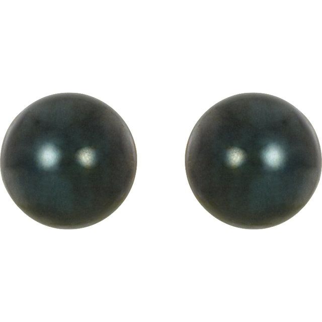 14K White 4 mm Cultured Black Akoya Pearl Earrings