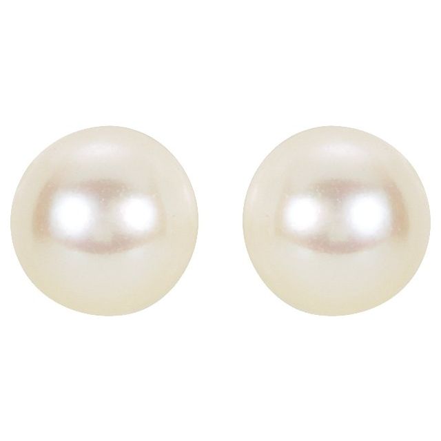 14K White 4 mm Cultured White Akoya Pearl Earrings