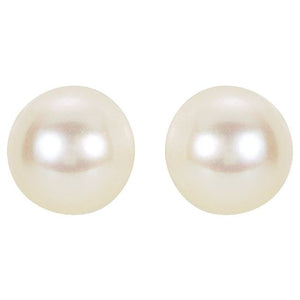 14K Yellow Gold 6 mm Cultured White Akoya Pearl Earrings – Timeless Elegance