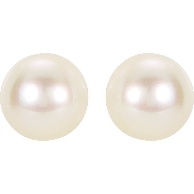 14K White 4 mm Cultured White Akoya Pearl Earrings