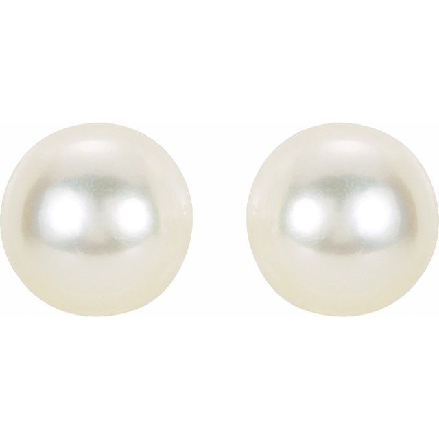 14K White 4 mm Cultured White Akoya Pearl Earrings